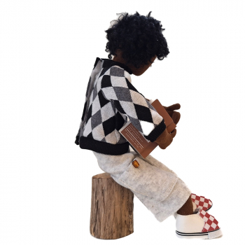 Cooler Karo-Pulli & Freizeithose & Turnschuhe